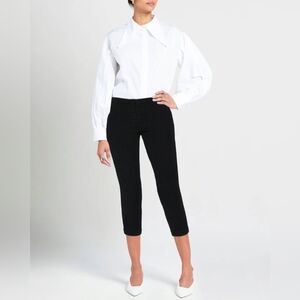 Women's Jacob Cohen Lace Velvet Capri Pants Handmade In Italy Black Size 27